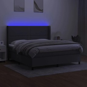 vidaXL Κρεβάτι Boxspring με Στρώμα & LED Σκ.Γκρι 160x200 εκ Υφασμάτινο