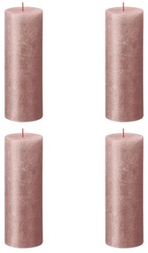 Bolsius Κεριά Κύλινδρος Ρουστίκ Shimmer 4 τεμ. Ροζ 190 x 68 χιλ.