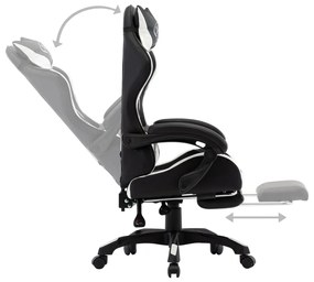vidaXL Καρέκλα Racing με Υποπόδιο Λευκή/Μαύρη από Συνθετικό Δέρμα