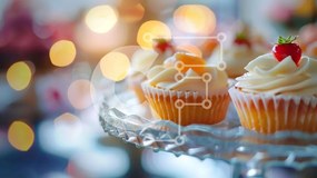 Intra Συλλεκτικό Ξύλινο Παζλ Plywood  4mm - Cupcakes με φρέσκες φράουλες και κόκκινα τριαντάφυλλα Σε Ξύλινο Κουτί - Διαστάσεις: 10x10 cm – 25 κομμάτια