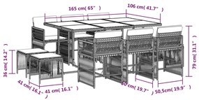 Σετ Τραπεζαρίας Κήπου 11 τεμ. Καφέ Συνθετικό Ρατάν με Μαξιλάρια - Καφέ