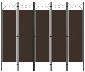 vidaXL Διαχωριστικό Δωματίου με 5 Πάνελ Καφέ 200 x 180 εκ.