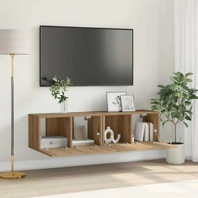 Σετ επίπλου τηλεόρασης Επιτοίχιο 2 pcs Καφέ 60 x 30 x 30 cm