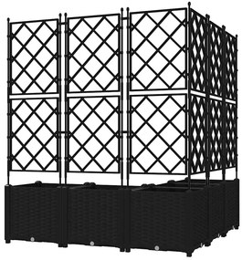 vidaXL Γλάστρα Κήπου με Τρέλλις 5 τεμ Μαύρη 120x120x143 εκ