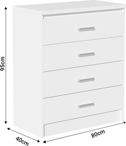 Σετ Κρεβατοκάμαρας Olympus White με Κρεβάτι 140x200εκ Σετ 4τεμ