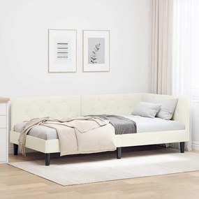 vidaXL Κρεβάτι Γωνίας Κρεμ 100 x 200 cm Βελούδο