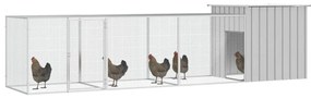 vidaXL Κοτέτσι - Κλουβί Γκρι 400x91x100 εκ. από Γαλβανισμένο Χάλυβα