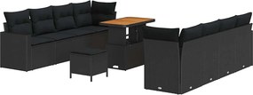 vidaXL Σετ Καναπέ Κήπου 11 pcs Μαύρο συνθετικό ρατάν
