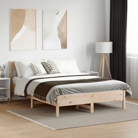vidaXL Bed Frame Natural 140 x 190 cm Solid Pine Wood