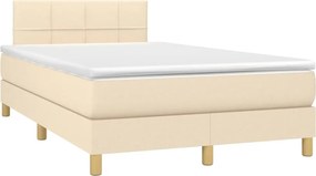 vidaXL Κρεβάτι Boxspring με Στρώμα Κρεμ 120x200 εκ. Υφασμάτινο