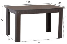 ΤΡΑΠΕΖΙ ΚΟΥΖΙΝΑΣ KELVIN 110x80x77Υεκ. WENGE HM2428.02