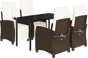 vidaXL Σετ Τραπεζαρίας Κήπου 5 Τεμαχίων Καφέ Συνθ. Ρατάν με Μαξιλάρια