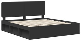 vidaXL Σκελετός Κρεβατιού Μαύρο 200 x 200 cm Στερεά ξυλεία πεύκου