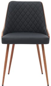 Καρέκλα Korom μαύρο pu-πόδι καρυδί μέταλλο 50x58.5x78εκ 50x58.5x78 εκ.