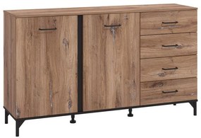 Κομότα - Μπουφές Corsica 3K4F Flagstaff Oak - Μαύρο 159x42x92 εκ. 159x42x92 εκ.