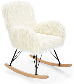 Κουνιστή καρέκλα Houston 1357, Ανοιχτό χρώμα ξύλου, Κρεμ, Μαύρο, 100x72x94cm, 12 kg, Ταπισερί, Ξύλινα, Ξύλο, Πλαστικοποιημένη μοριοσανίδα | Epipla1.gr