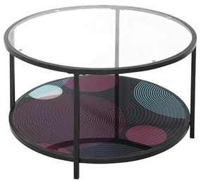 MOON COFFEE TABLE ΔΙΑΦΑΝΟ ΜΕ PATTERN ΜΑΥΡΟ D80xH42cm 04-0499