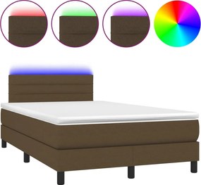 vidaXL Κρεβάτι Boxspring με Στρώμα &amp; LED Σκ.Καφέ 120x190εκ. Υφασμάτινο