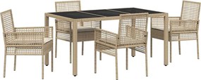 vidaXL Σέτ φαγητού για κήπο 5 pcs Μπεζ συνθετικό ρατάν