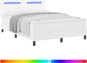 vidaXL Κρεβάτι με ελατήρια με στρώμα Λευκό 140 x 200 cm Τεχνητό δέρμα