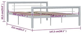 Πλαίσιο Κρεβατιού Γκρι / Λευκό 140 x 200 εκ. Μεταλλικό - Γκρι