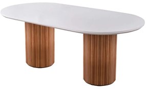 Τραπέζι Li 974NMB2226 200x100x77cm White-Walnut Mdf,Ξύλο