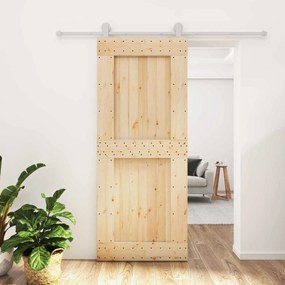 vidaXL Συρόμενη Πόρτα Φυσικό και Λευκό 85 x 210 cm