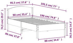 ΠΛΑΙΣΙΟ ΚΡΕΒΑΤΙΟΥ ΚΕΦΑΛΑΡΙ ΚΑΦΕ ΚΕΡΙΟΥ 90X190 ΕΚ. ΜΑΣΙΦ ΠΕΥΚΟ 842625