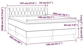 Κρεβάτι Boxspring με Στρώμα Σκούρο Μπλε 140x200 εκ. Βελούδινο - Μπλε