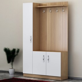 Έπιπλο Εισόδου Λευκό / Τικ GRECAN 110x31.8x180