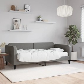 Καναπές Κρεβάτι με Στρώμα Σκούρο Γκρι 90 x 200 εκ. Υφασμάτινο - Γκρι