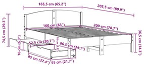 Σκελετός Κρεβ. Χωρίς Στρώμα Καφέ Κεριού 160x200 εκ Μασίφ Πεύκο - Καφέ