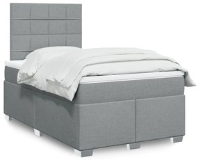 Κρεβάτι Boxspring με Στρώμα Ανοιχτό Γκρι 120x190 εκ. Υφασμάτινο