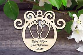 Σετ των 3 Intra απο ξύλο plywood 3mm-4mm πάχος Το πρώτο χριστουγεννιάτικο στολίδι του μωρού Δίασταση 8x8 cm INTRAFABR-34242513