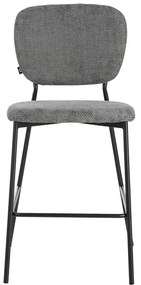 Σκαμπό μπαρ Cathair pakoworld μπουκλέ ύφασμα σε γκρι απόχρωση με μαύρα μεταλλικά πόδια 48x54x100εκ