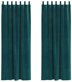 vidaXL Κουρτίνες 2 pcs Σκούρο πράσινο 140 x 245 cm Βελούδο