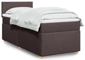 vidaXL Κρεβάτι Boxspring με Στρώμα Σκούρο Καφέ 90x190 εκ. Υφασμάτινο