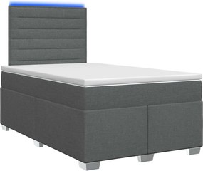 vidaXL Κρεβάτι box spring με στρώμα Σκούρο Γκρι 120 x 200 cm Ύφασμα