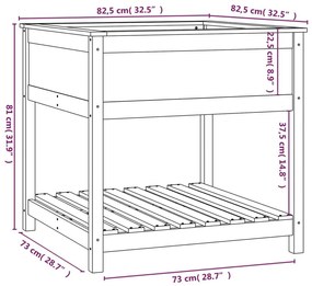 Ζαρντινιέρα με Ράφι Γκρι 82,5x82,5x81 εκ. Μασίφ Ξύλο Πεύκου - Γκρι