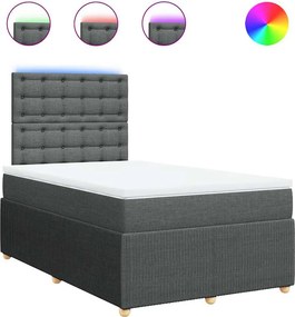 vidaXL Κρεβάτι Boxspring με Στρώμα Σκούρο Γκρι 120x200 εκ. Υφασμάτινο