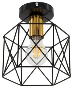 Φωτιστικό Οροφής Μαύρο-Χρυσό Πλέγμα Φ18xY19.5cm TRON 00792 Globostar-792-Μαύρο-Χρυσό 00792