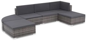 vidaXL Σετ Σαλόνι Κήπου 6 Τεμαχίων με Μαξιλάρια Γκρι από Συνθετικό Ρατάν