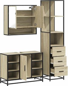 vidaXL Σετ Επίπλων Μπάνιου 3 Τεμαχίων Sonoma Δρυς Επεξεργασμένο Ξύλο