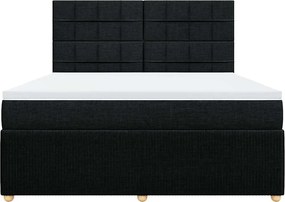 vidaXL Κρεβάτι Boxspring με Στρώμα Μαύρο 180x200 εκ. Υφασμάτινο