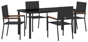 vidaXL Σετ 5 κομματιών κήπου Μαύρο Ρατάν