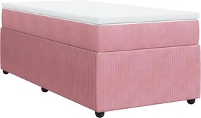 vidaXL Κρεβάτι Boxspring με Στρώμα Ροζ 90x200 εκ. Βελούδινο