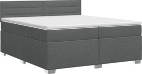 vidaXL Κρεβάτι box spring με στρώμα Σκούρο Γκρι 200 x 200 cm Ύφασμα