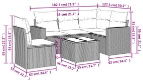 vidaXL Σετ Καναπέ Κήπου 6 τεμ. Μπεζ Συνθετικό Ρατάν με Μαξιλάρια