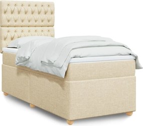 vidaXL Κρεβάτι Boxspring με Στρώμα Κρεμ 90x200 εκ.Υφασμάτινο