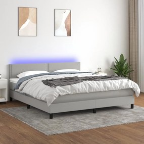 Κρεβάτι Boxspring με Στρώμα &amp; LED Αν.Γκρι 160x200 εκ Υφασμάτινο